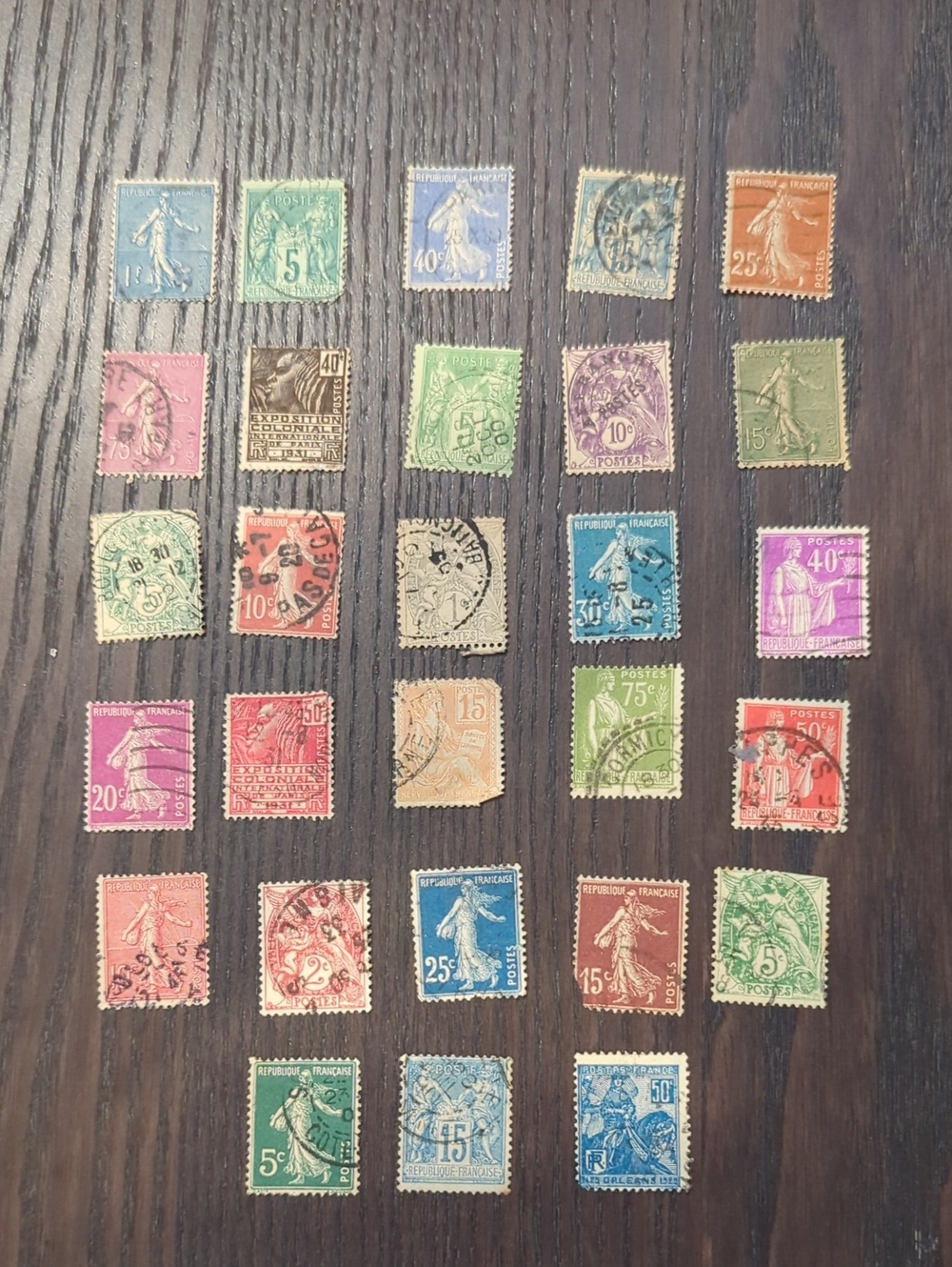 28 Vintage French Stamps